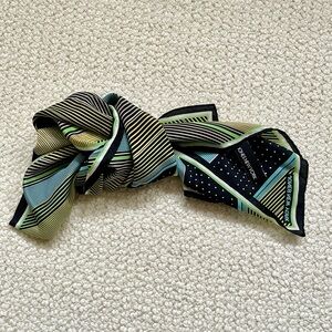 💚 Jones New York Silk Scarf | Graphic Stripe + Polka Dot | 100% Silk